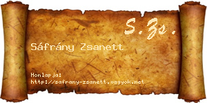 Sáfrány Zsanett névjegykártya